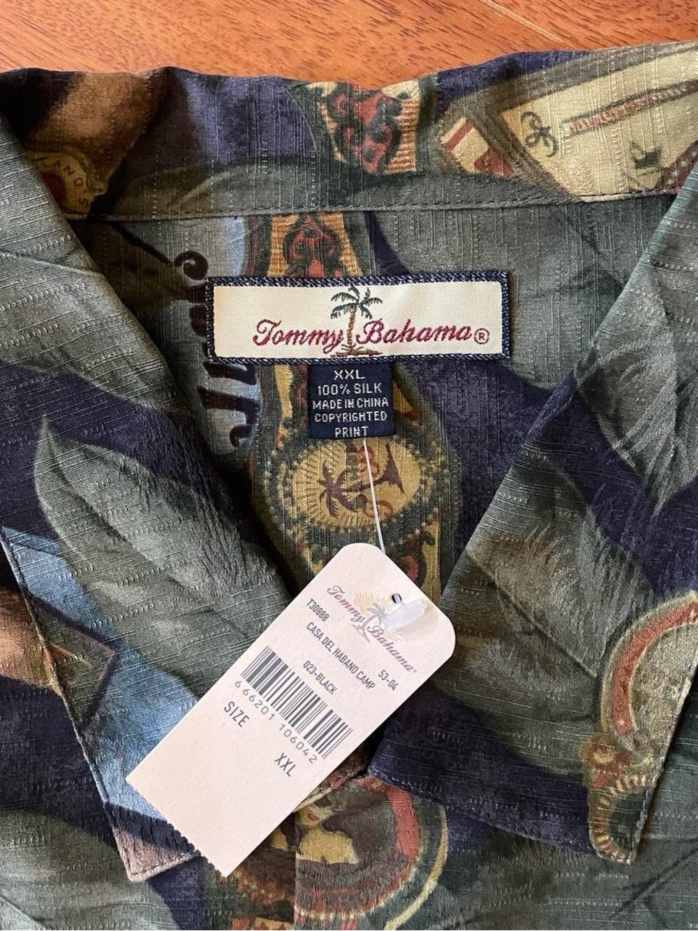 Tommy Bahama Silk Cigar Print Shirt XXL - Picture 4 of 8